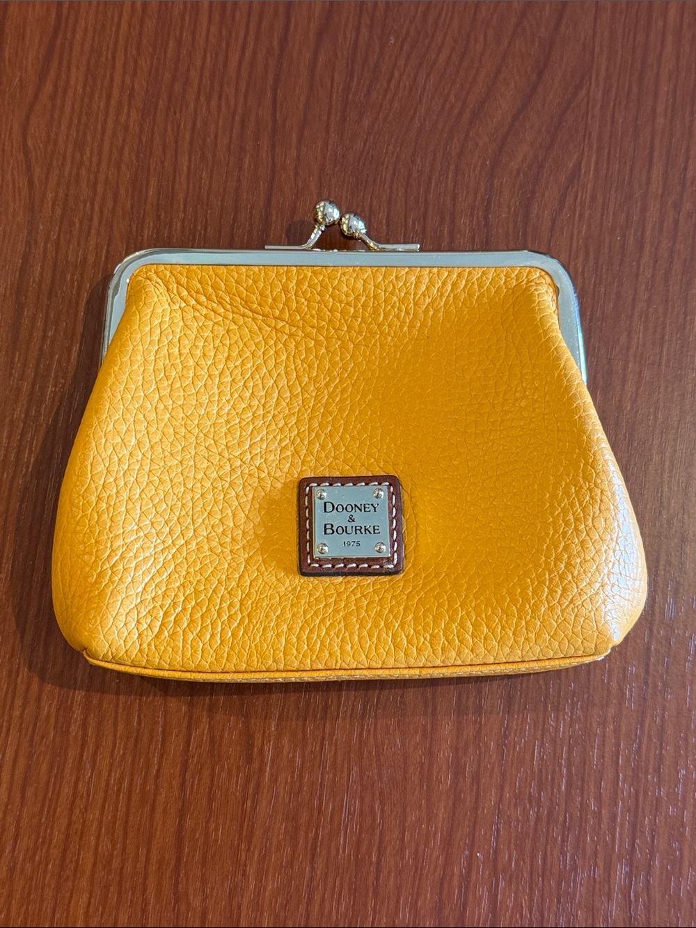 Dooney & Bourke Yellow Pebbled Leather Kiss-Lock Coin Pouch